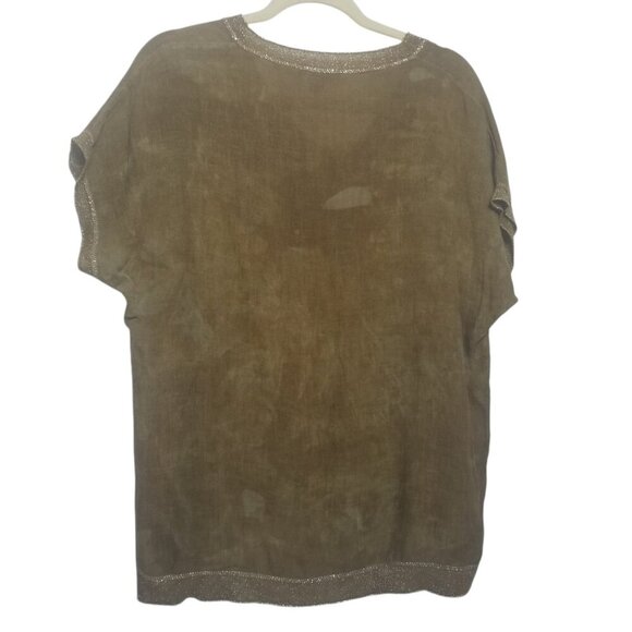 Saks Fifth Avenue Women's Brown Linen Lagenlook BohoTop Sz L - Picture 6 of 6